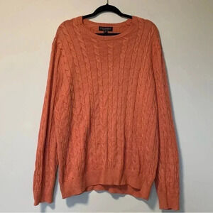 Brooks Brothers orange cable knit  100% supima cotton sweater